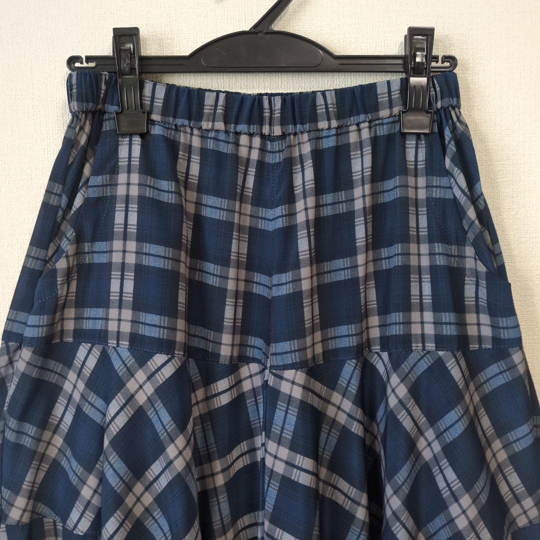 【涼感】アルベロベロ♥️ぶたさんワッペン　ネイビー系チェック　 サルエルパンツ