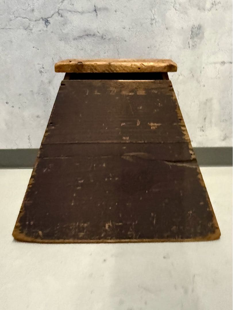 ヴィンテージ 木製三角形スツール 踏み台 脚立 中央穴あり