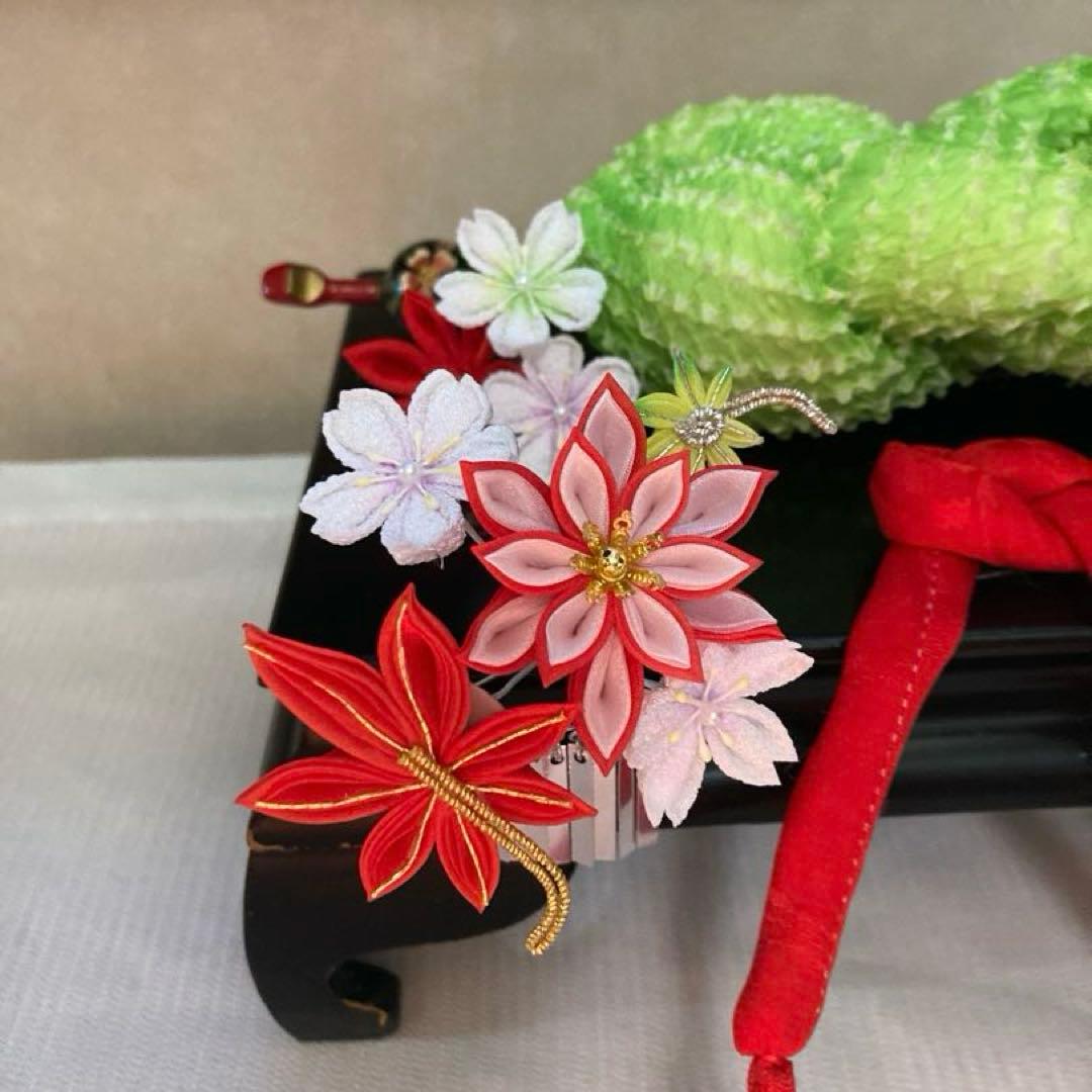 専用　紅葉と桜　ぱっちん　花簪　ビラ簪　玉簪　Uピン 後挿し　④鹿の子①ちんころ