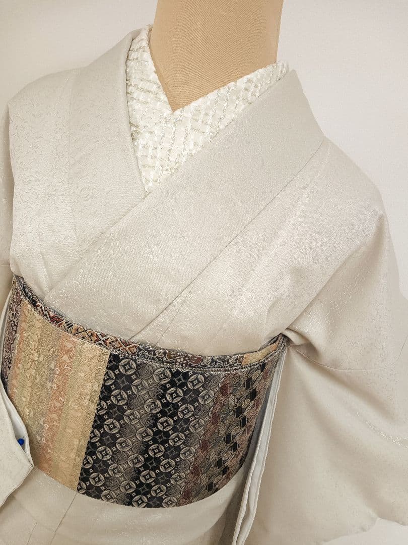 洗える色無地 花唐草地紋 ジャガード織 Lサイズ