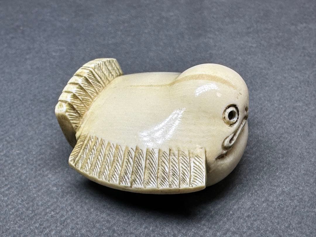 福良雀 古根付 古美術品 置物 細密細工 骨董 アンティーク 彫刻 在銘