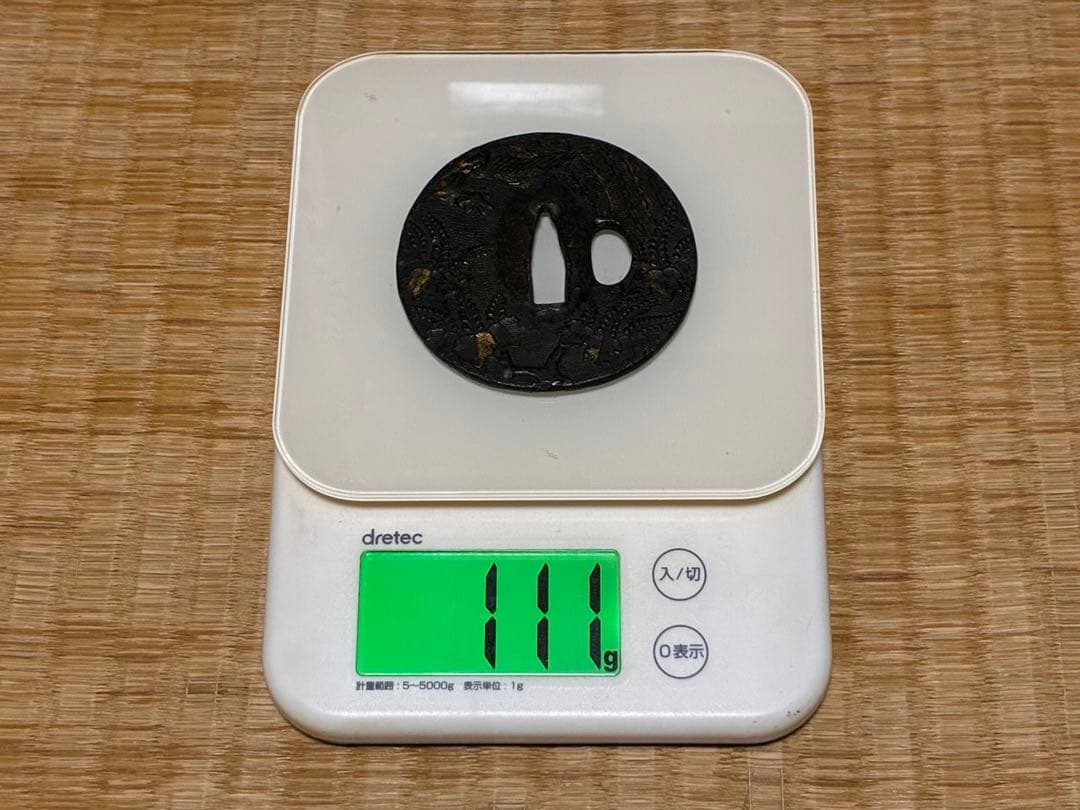 銅製 鳳凰 桐紋 象嵌 彫刻 鍔(つば) 時代物 箱入