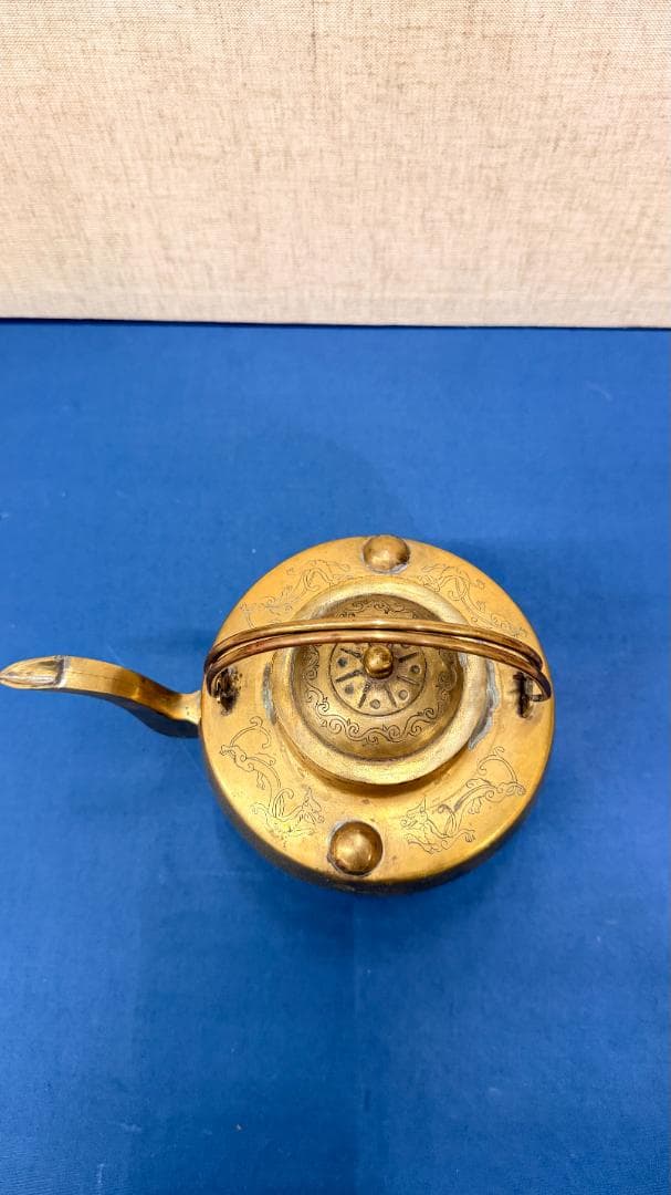 一点物機能する骨董】古銅 煎茶急須 遊戯図彫刻・完全内筒付実用