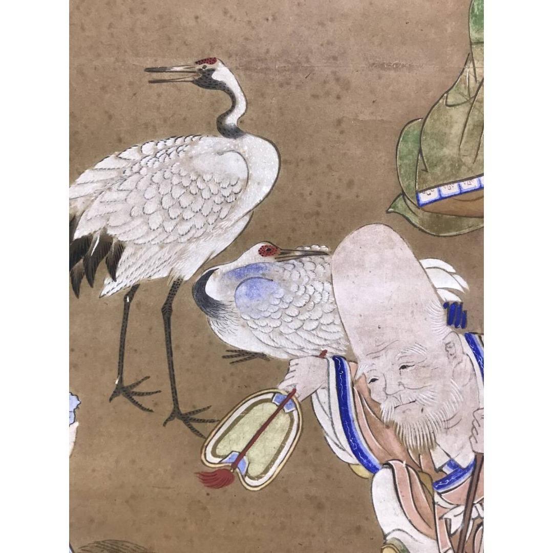 真作/作者不詳/七福神図/古画/人物図/祝/正月/掛軸/名家伝来/AK-