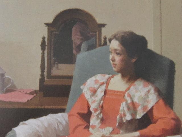 中村清治、【椅子に座った婦人】、希少な額装用画集より、新品額装付