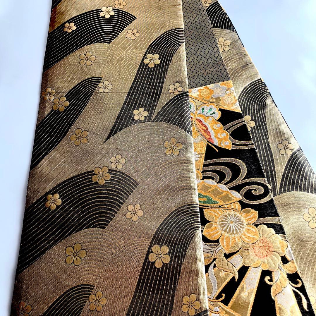dot☆様 正絹 蝶に辻ヶ花模様織出し袋帯 振袖など
