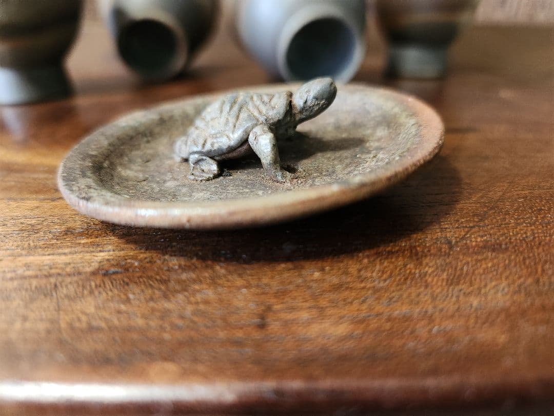 由*麻様 備前焼　宝瓶　蓋摘 及び 湯冷まし縁 亀 茶器　揃