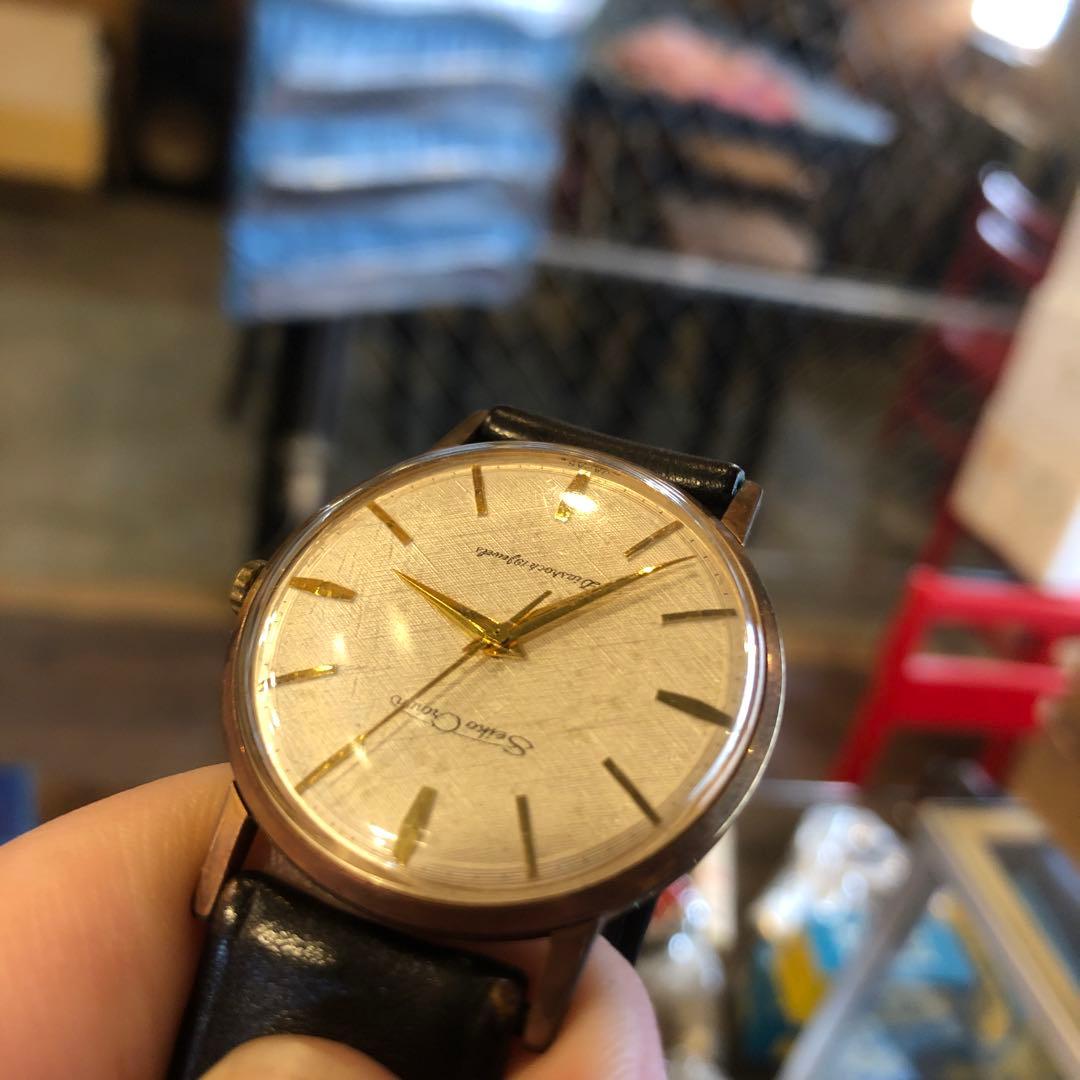 Seiko Crown 腕時計 ブラックレザー