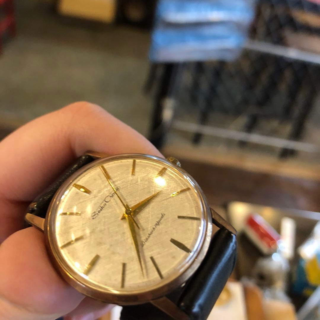 Seiko Crown 腕時計 ブラックレザー