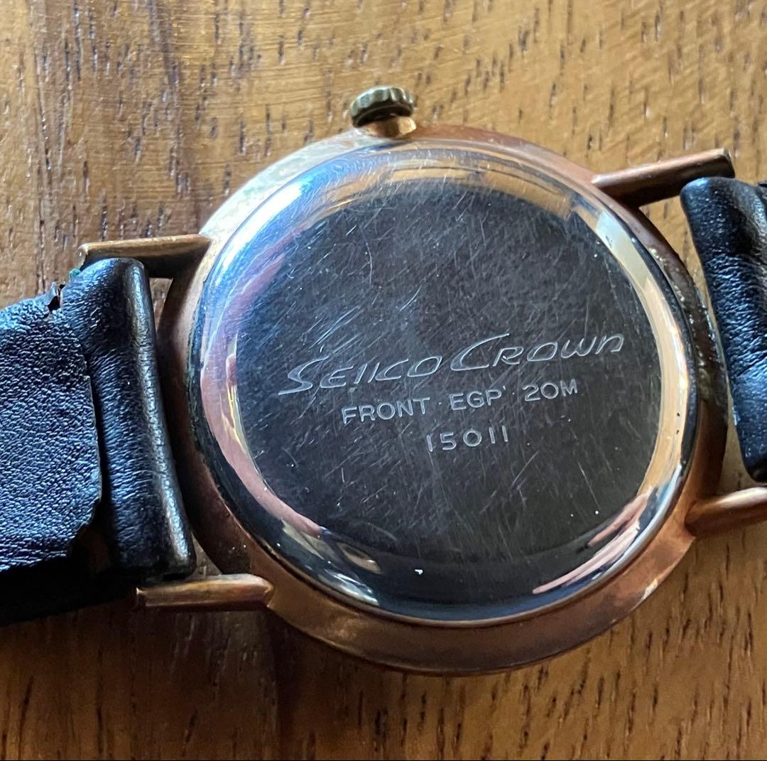 Seiko Crown 腕時計 ブラックレザー
