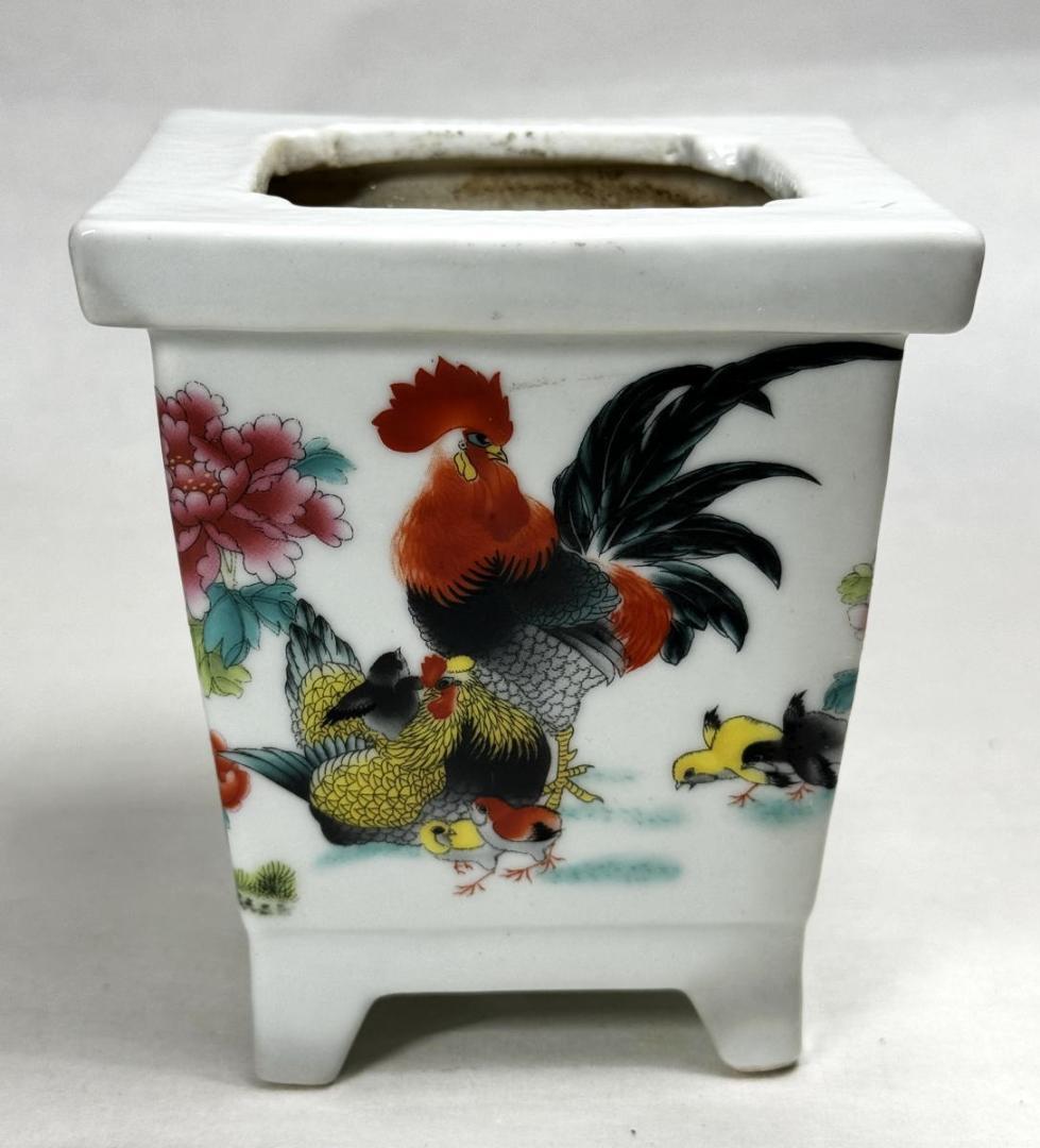 清 粉彩四角鉢 歴史唐物 琺瑯彩 伝世品焼物 ウブ品