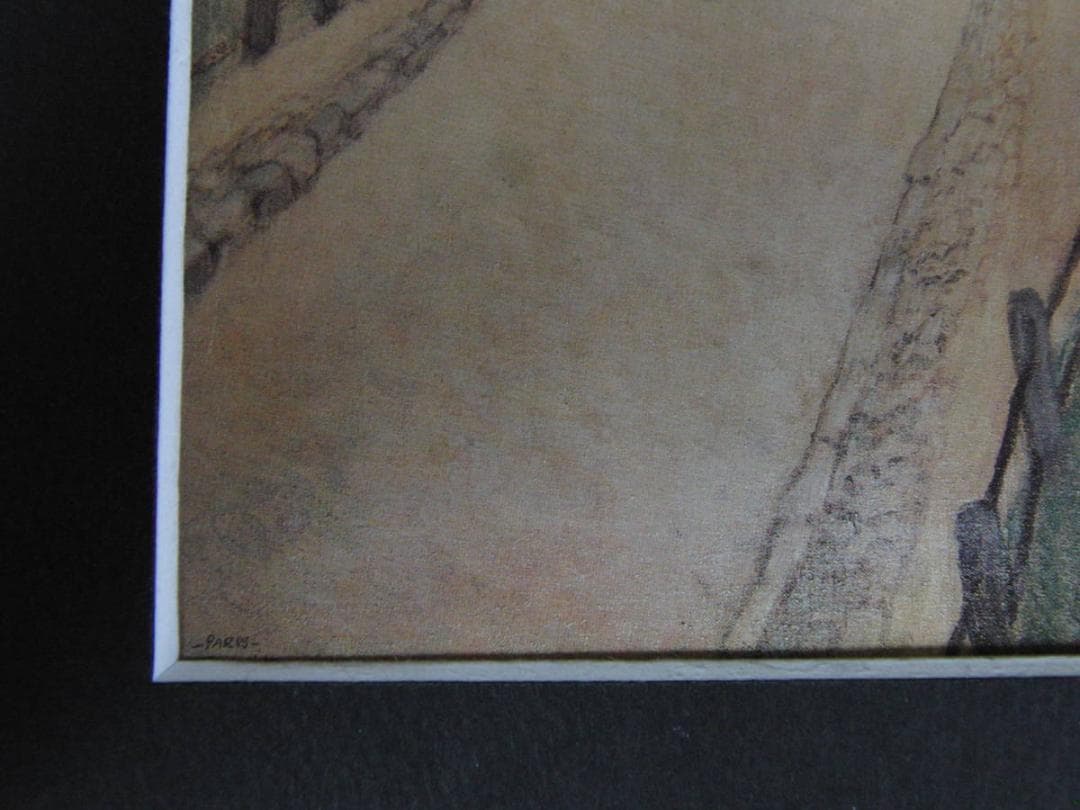 藤田嗣治、「Paysage de banliere」、希少画集の額装画、人気作品