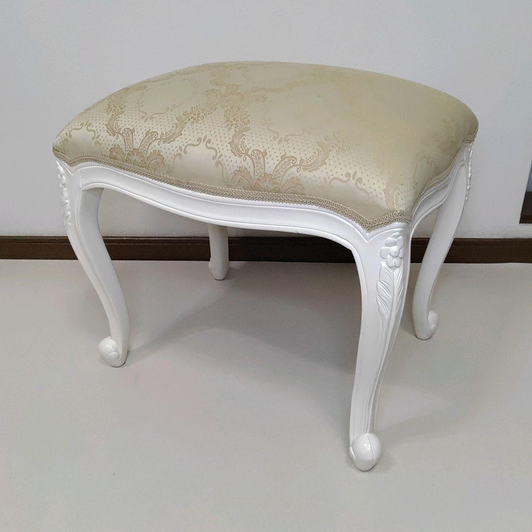 ホワイト 猫脚スツール ロココ調 アンティーク