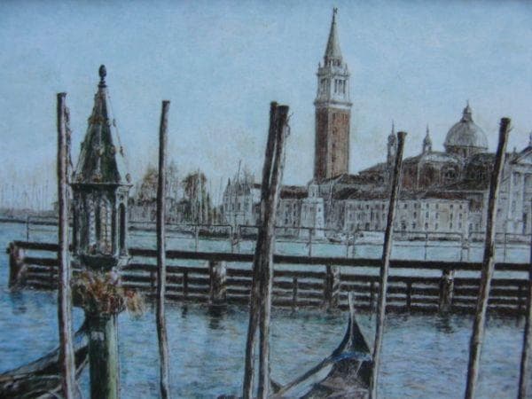 緒方 洪章 【ヴェネツィア】 希少画集画、状態良好、新品高級額装付