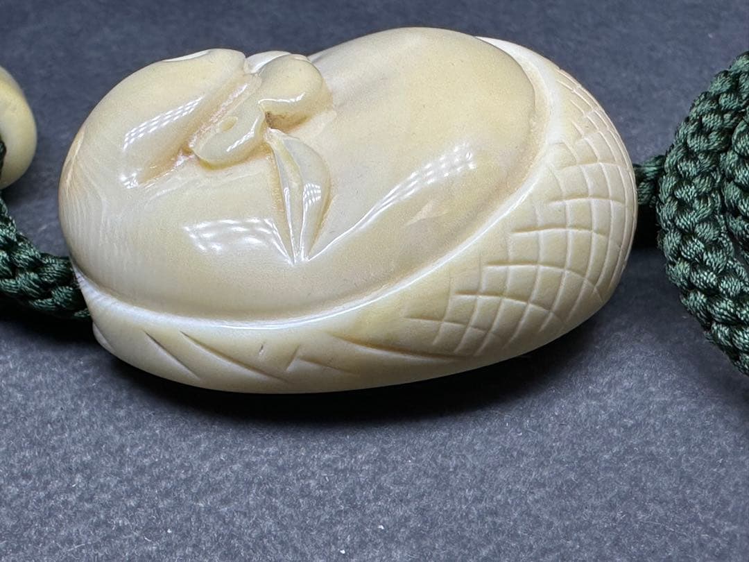 抹香鯨歯 マッコウクジラループタイ ひょっとこ アンティーク 和彫