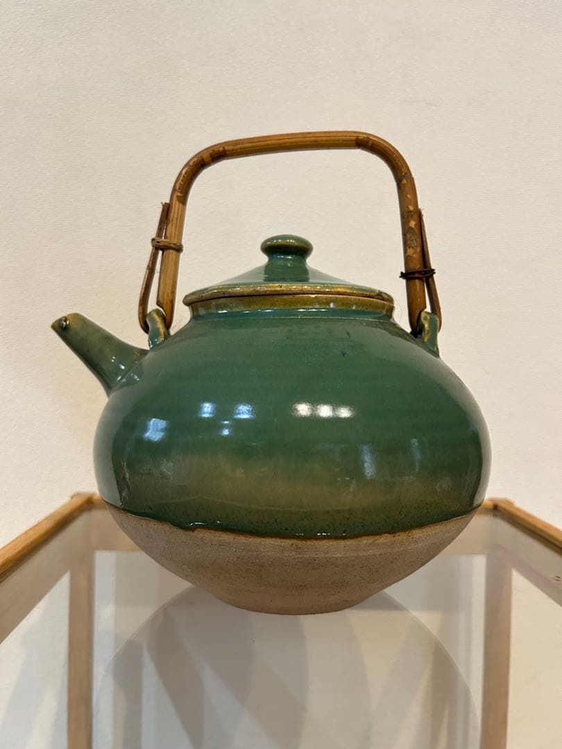 値下げ❗️明治頃　伊賀焼　青地土瓶　骨董品 値下げ❗️明治頃 伊賀焼 青地土瓶 骨董品