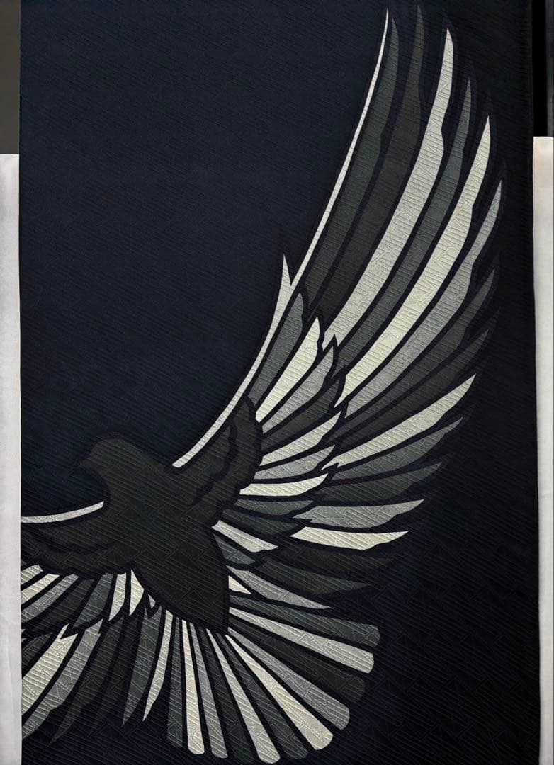 斉藤三才　成人式振袖　長襦袢付　着物　正絹　鳩／濃紺系《き676》#江戸小もーん