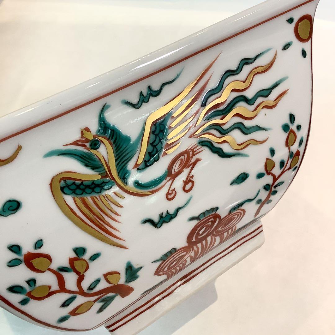 茶道具】青絵角水指 竜谷焼 香雲作