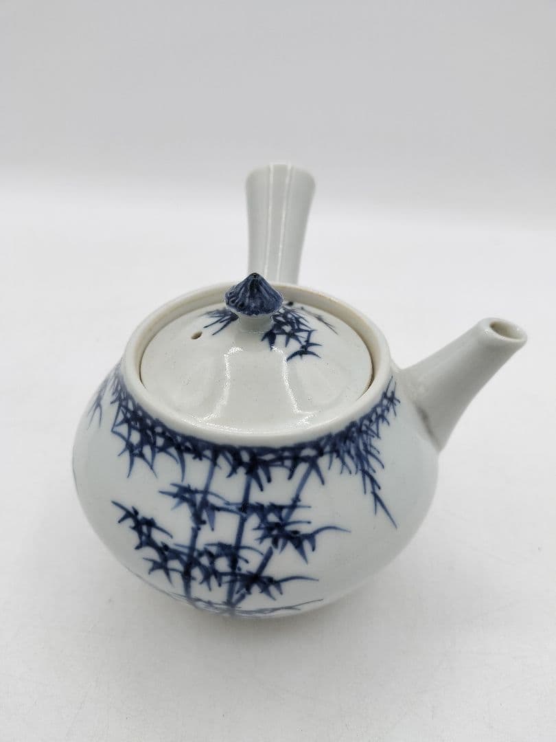 c733 煎茶器セット 染付 竹 「清影揺風」湲仙 5客 茶道具 古物 【2000