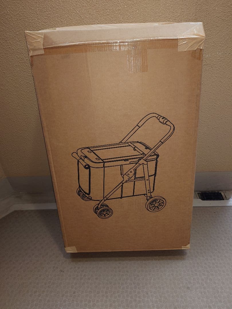 ペットカート グレー スチールフレーム 中型犬用 折りたたみ式 耐荷重30kg