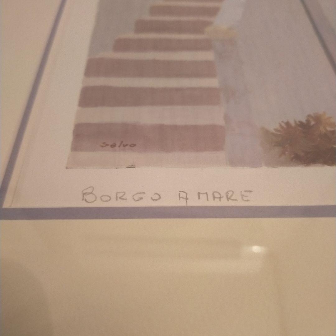 イタリア画家サルボ「エーゲ海への細道」シルクスクリーン版画 本人