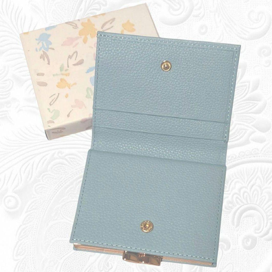 皇居 限定 がま口 財布 ペールブルー 東御苑 本丸 売店 本革 水色 皇居