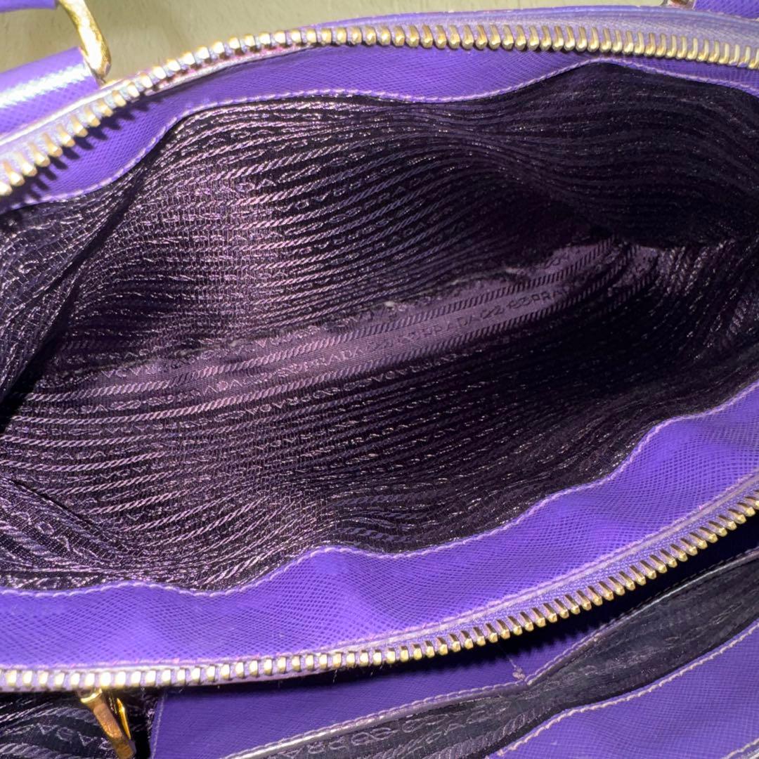 人気✨プラダ ハンドバッグ ガレリア サフィアーノ パープル 三角ロゴ レザー
