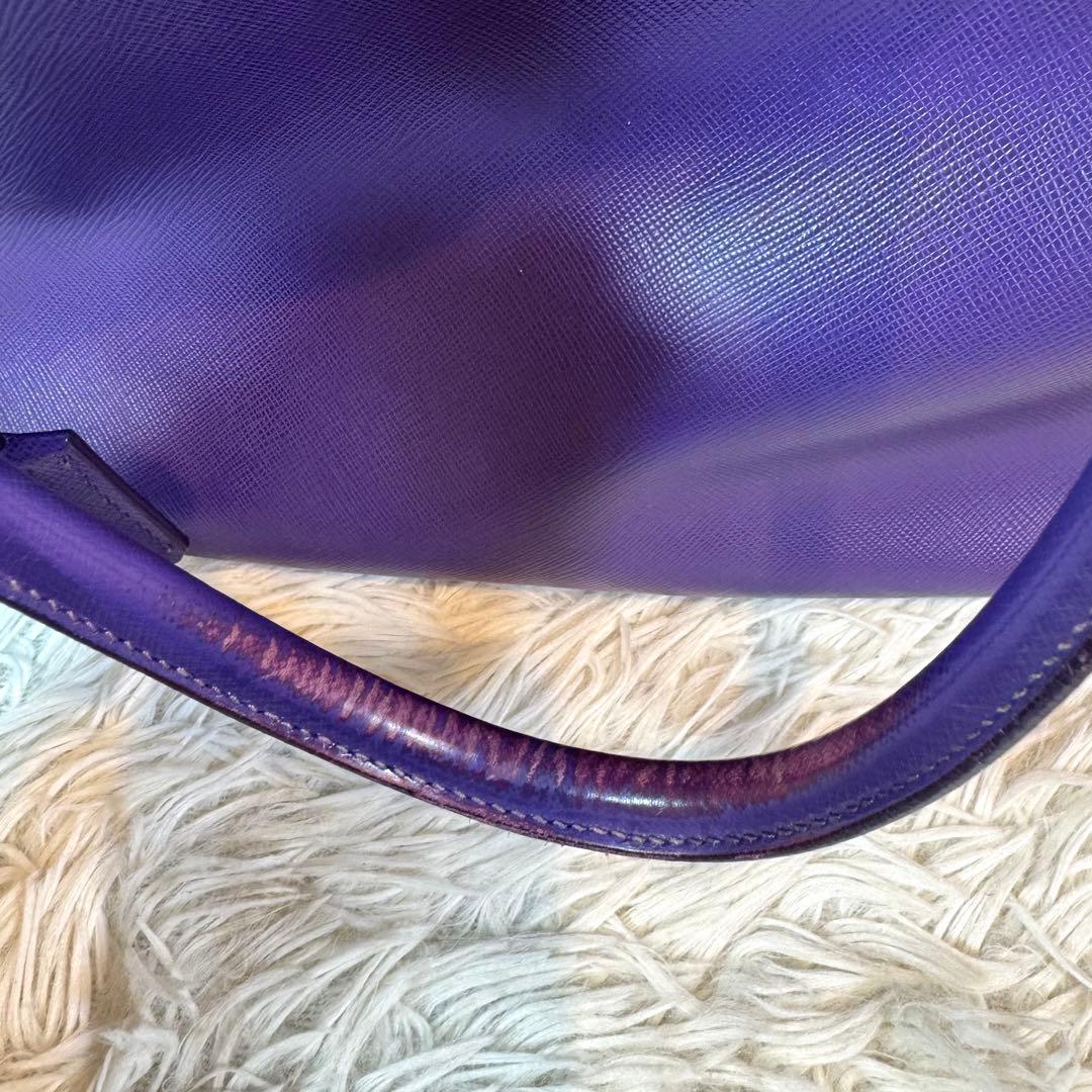 人気✨プラダ ハンドバッグ ガレリア サフィアーノ パープル 三角ロゴ レザー