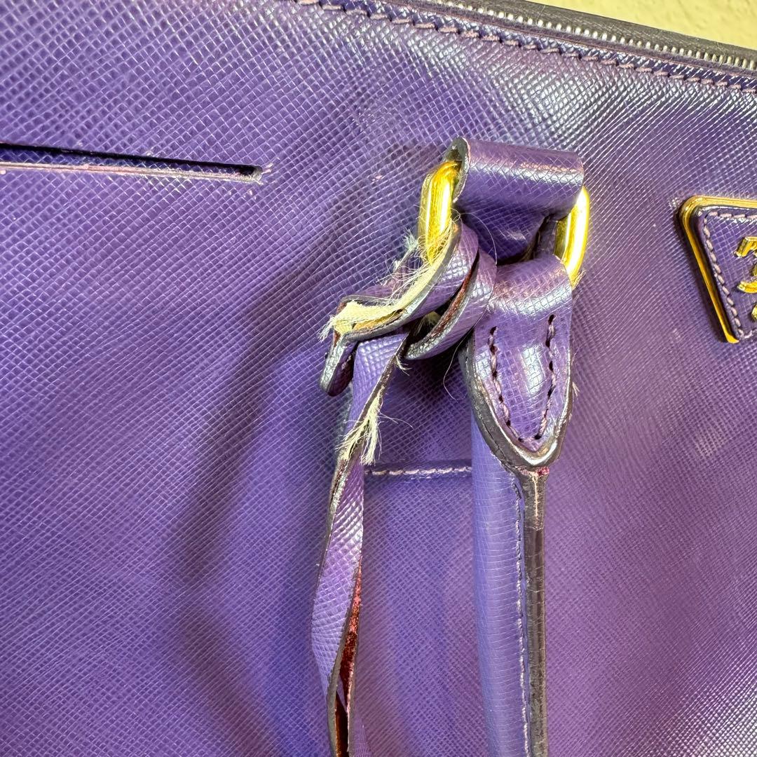 人気✨プラダ ハンドバッグ ガレリア サフィアーノ パープル 三角ロゴ レザー