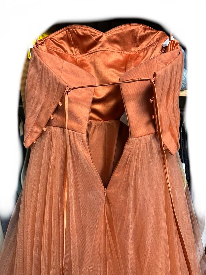 オレンジ フリル カラードレス イサムモリタ風