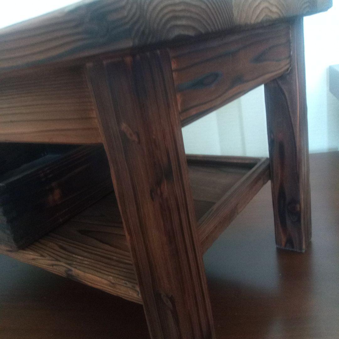焼杉テーブル箱付き（ハンドメイド）