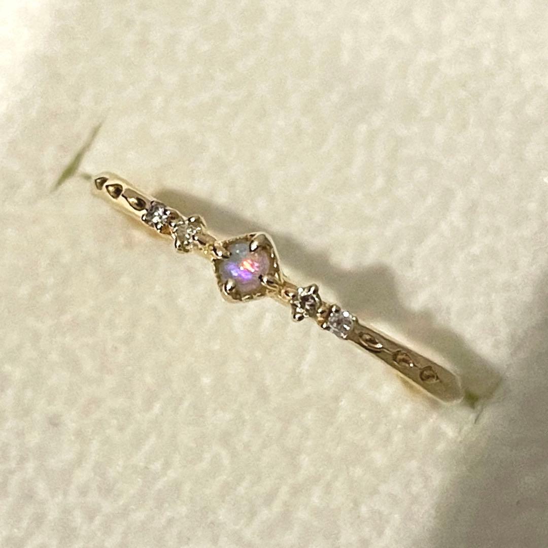 nojess K10 ダイヤモンド & オパール リング