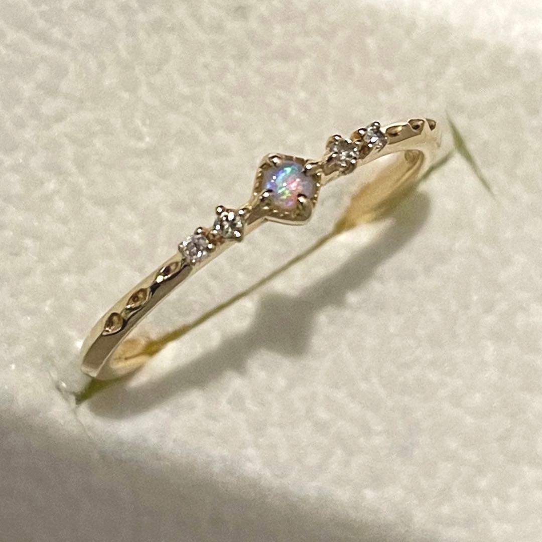 nojess K10 ダイヤモンド & オパール リング