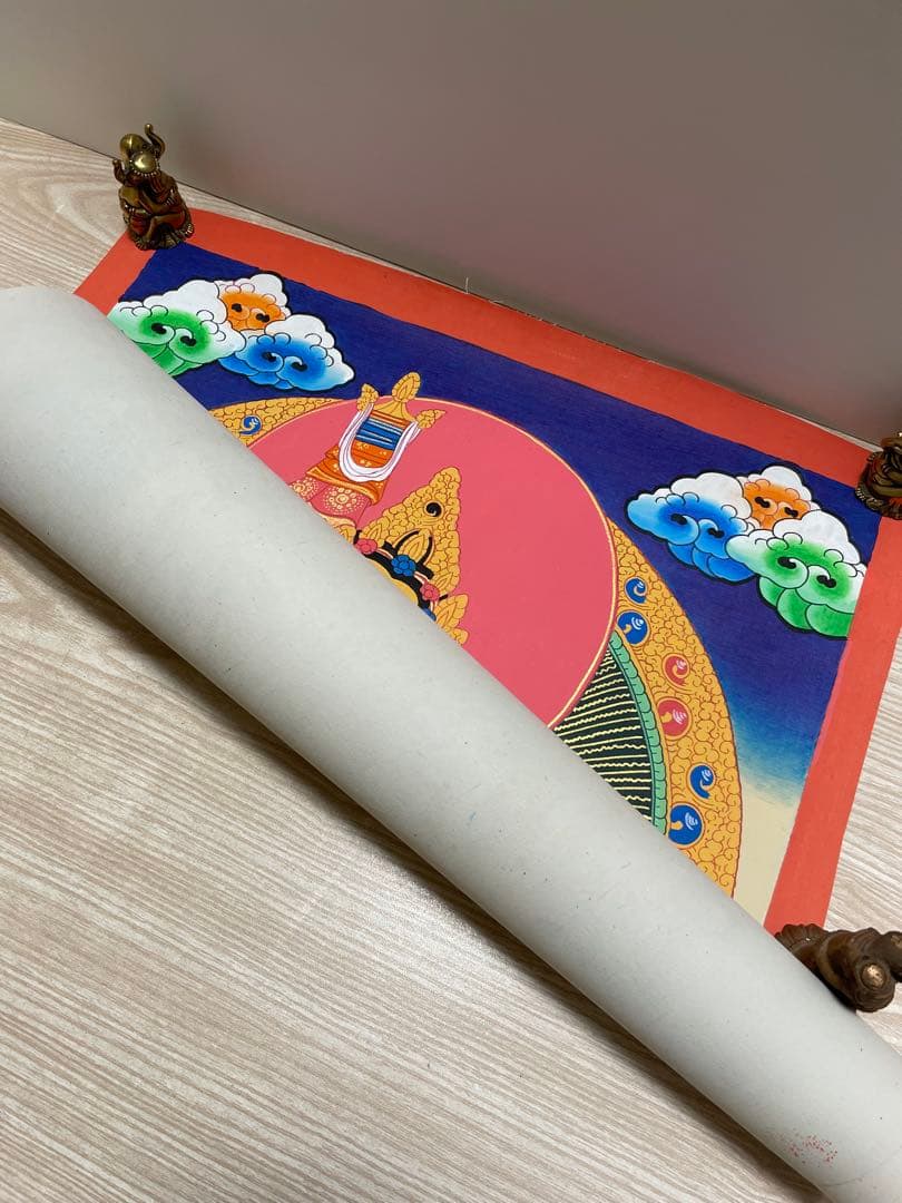 《 チベット密教　1点物 》 手描き　曼荼羅　クベラ　財宝神　宝蔵神　仏教　密教