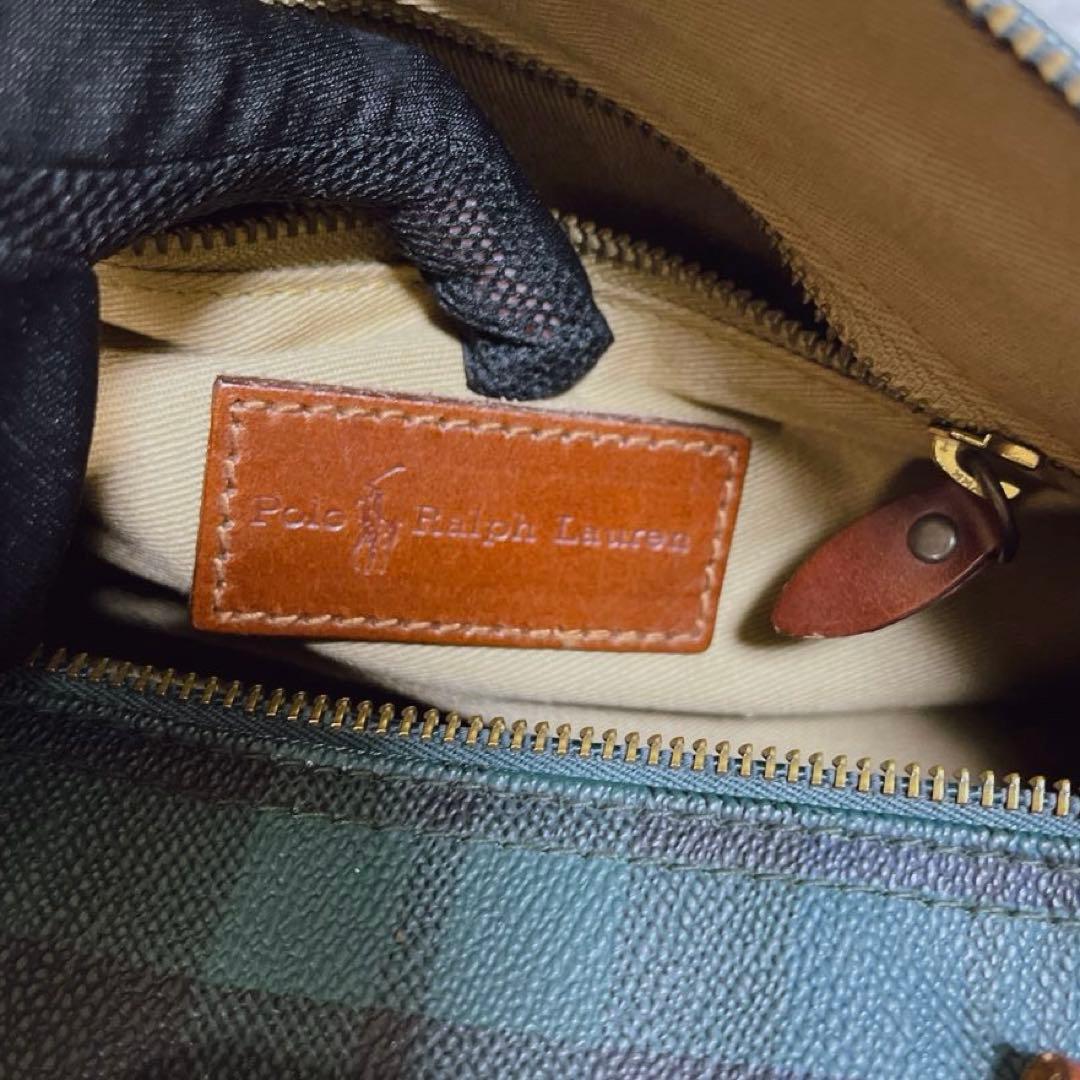 ポロラルフローレン ミニボストンバッグ ブラックチェック柄 ハンドバッグ