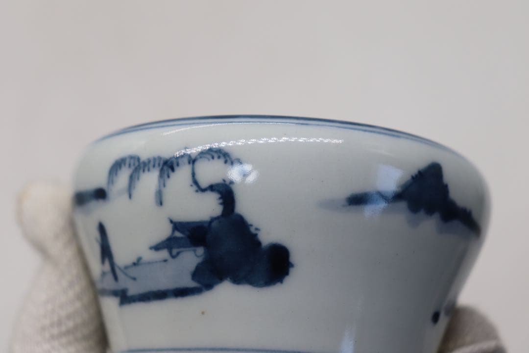 染付　水滴　山水紋　大明成化年製銘　送料込み250118