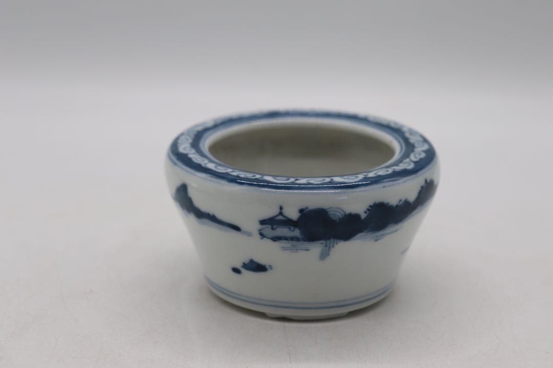 染付　水滴　山水紋　大明成化年製銘　送料込み250118