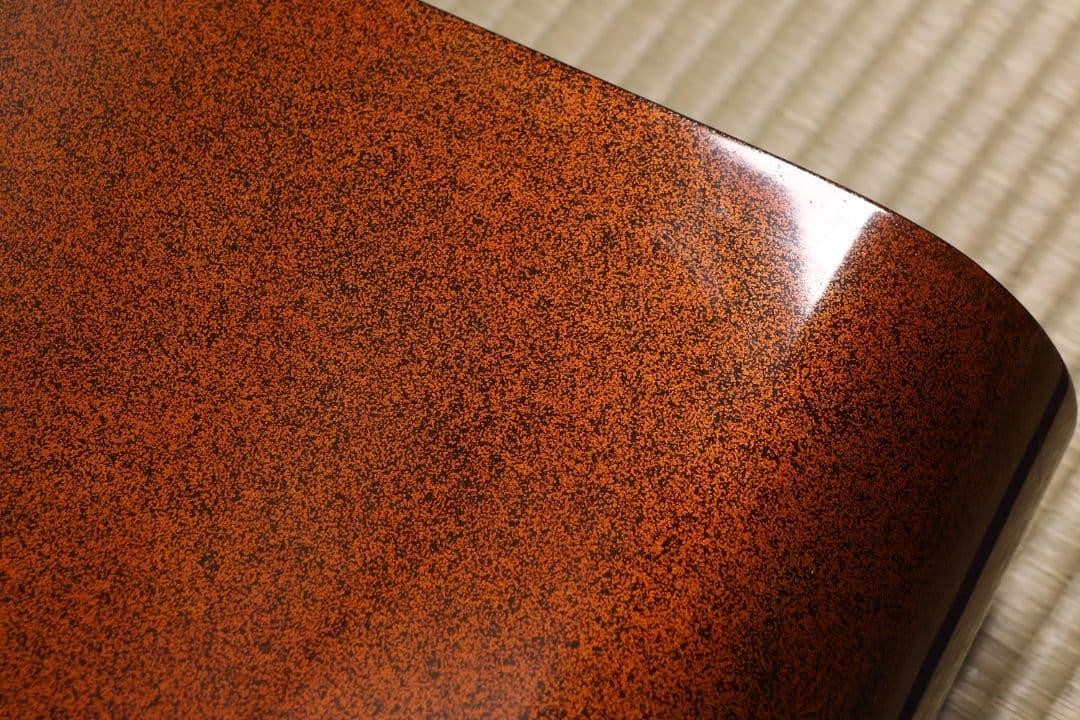 漆芸 梨地 砂子 巻足 平卓 花台 53.8cm 木製 大正昭和【MA736】