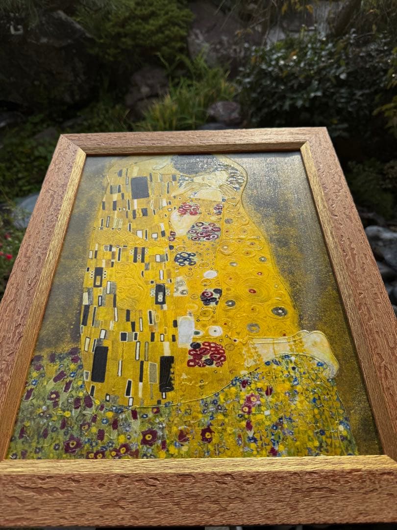 クリムト 接吻 木製フレーム付き