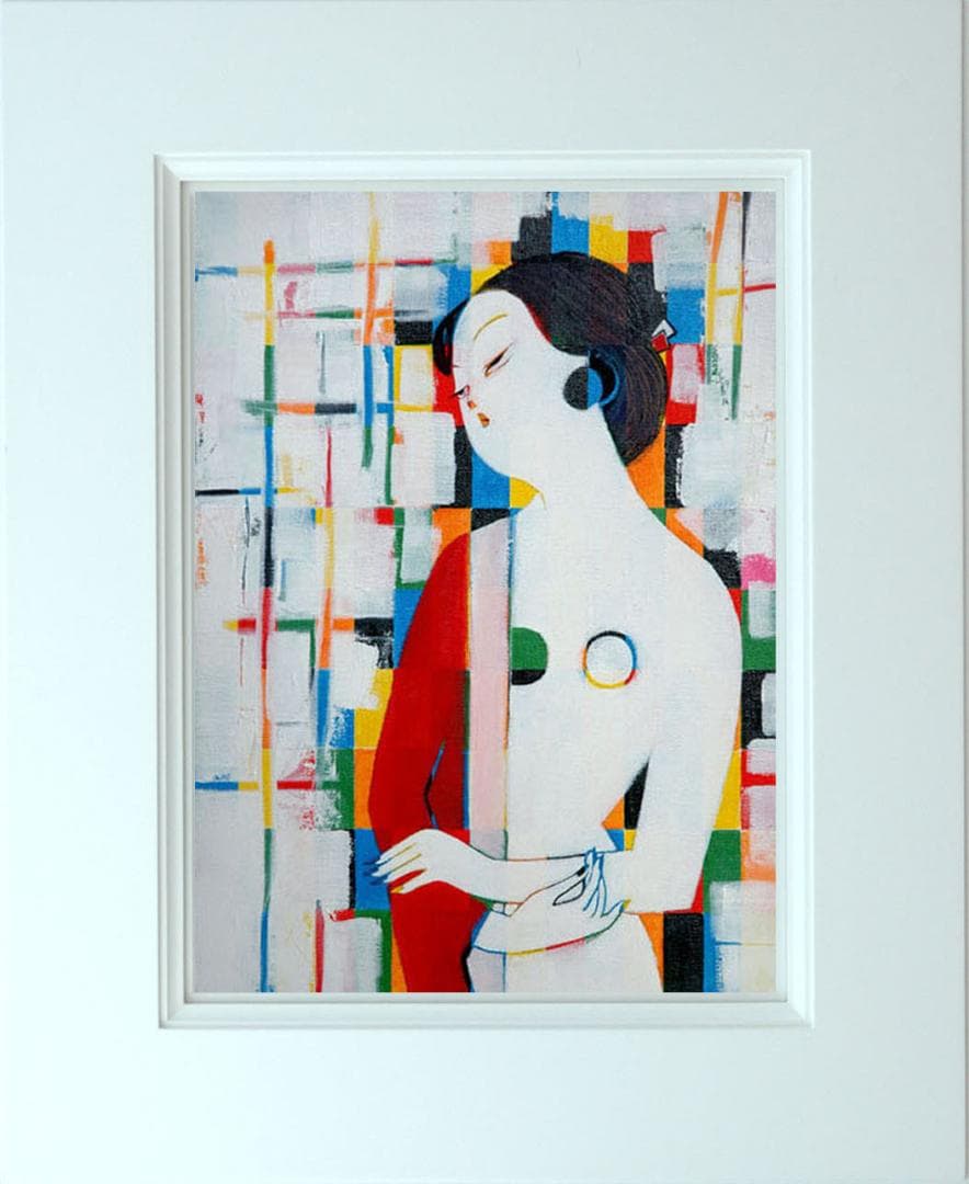 油絵 菅家令子 絵 絵画インテリア 額付(黒) uF6-010911 人物 女性