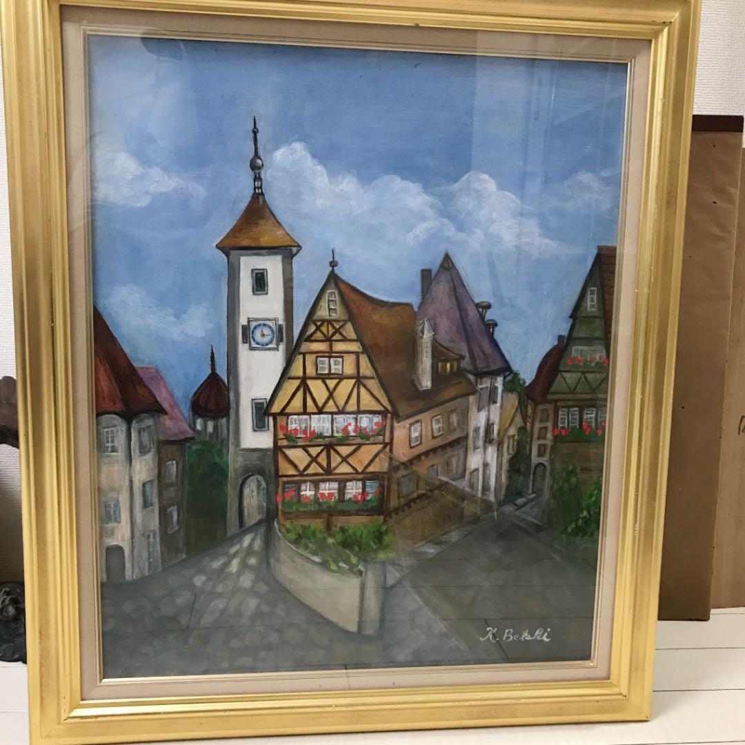 油絵　油彩　直筆　ローテンブルク　ドイツ　ペンティング　タペストリ　絵画