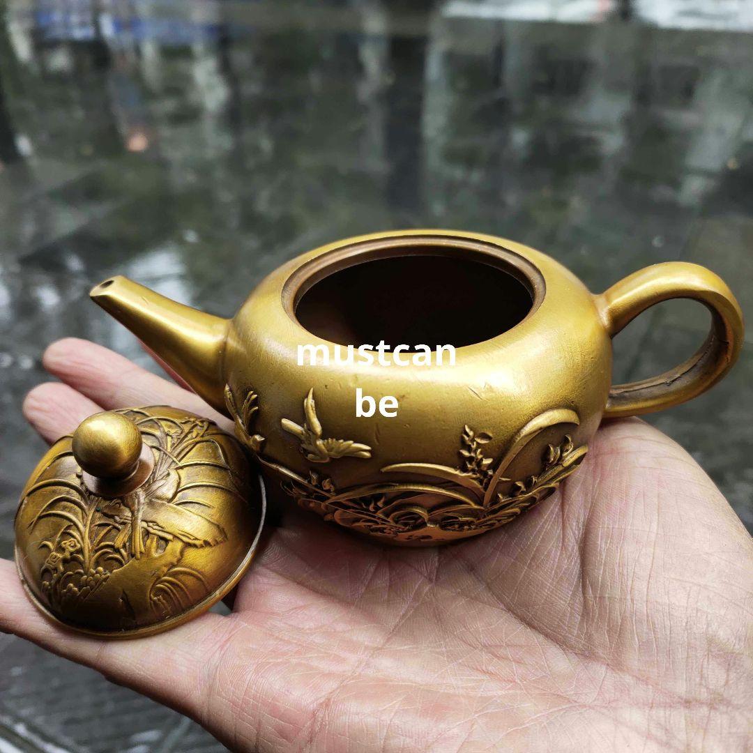 銅器 花鳥茶壺 酒壺 茶道具 煎茶器 工芸品 置物 - メルカリ