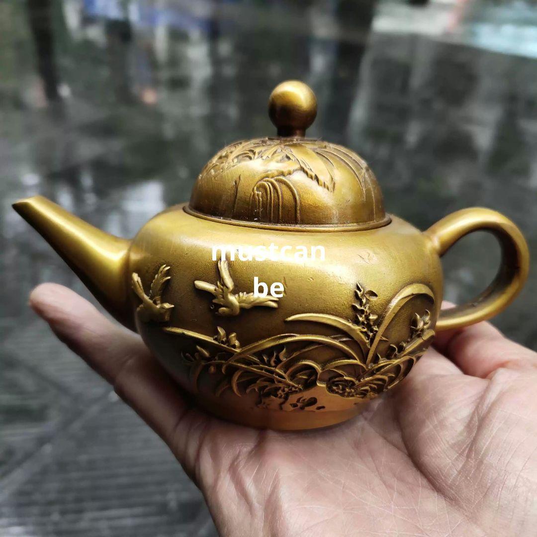 銅器 花鳥茶壺 酒壺 茶道具 煎茶器 工芸品 置物 - メルカリ