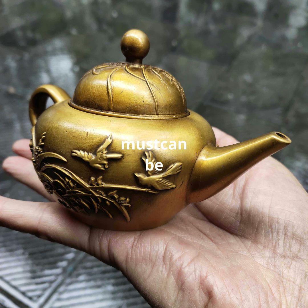 銅器 花鳥茶壺 酒壺 茶道具 煎茶器 工芸品 置物 - メルカリ