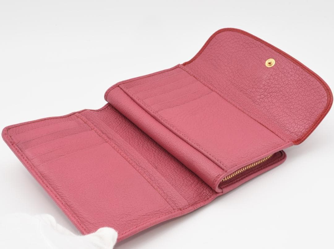 miumiu ミュウミュウ 3つ折り財布 ミニ財布 ピンク リボン