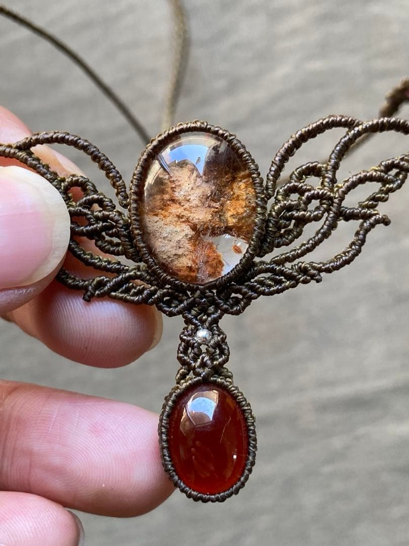 ガーデンクォーツ ガーネット マクラメネックレス