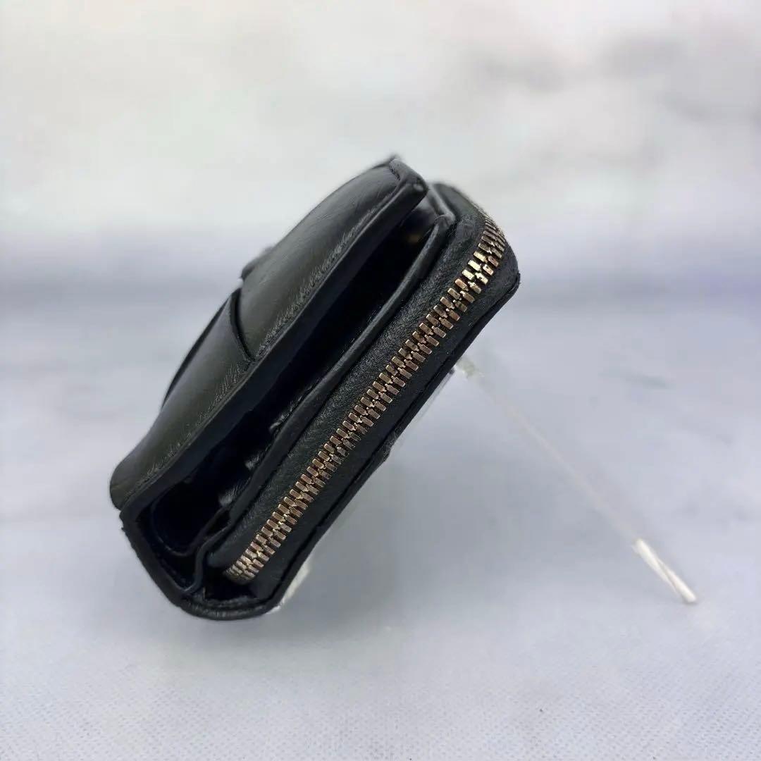 BOTTEGA VENETA スモール カセット 二つ折りファスナーウォレット黒