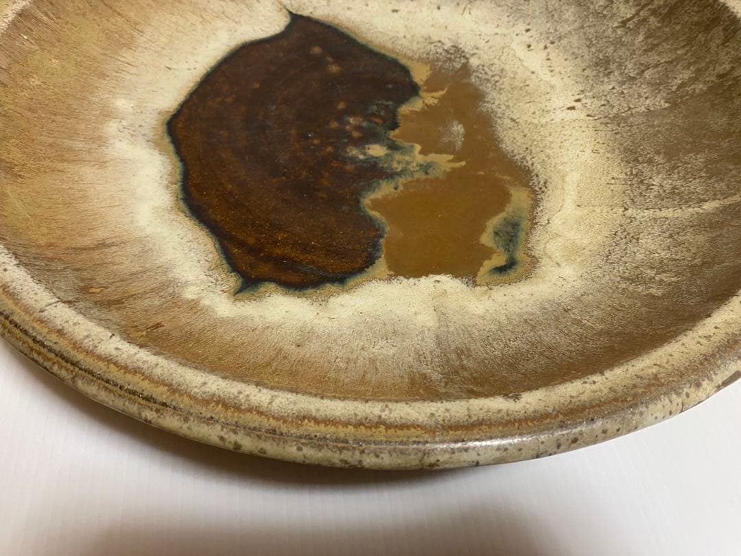 小岱焼 小代焼 岱平 大皿 皿陶芸 美術 約44cm 美術品・アンティーク・