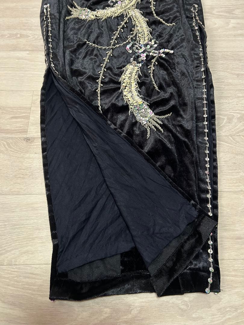 ベロア スパンコール チャイナドレス