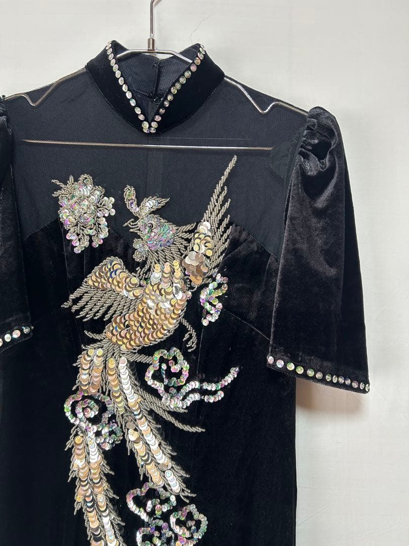 ベロア スパンコール チャイナドレス